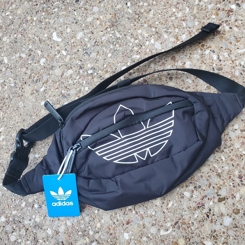 Adidas Original National Black White Big Logo Fanny Pack Waist Bag New Summer